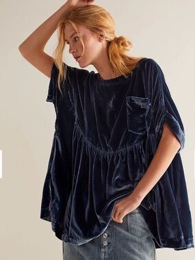 Free People PURPLE Velour Top